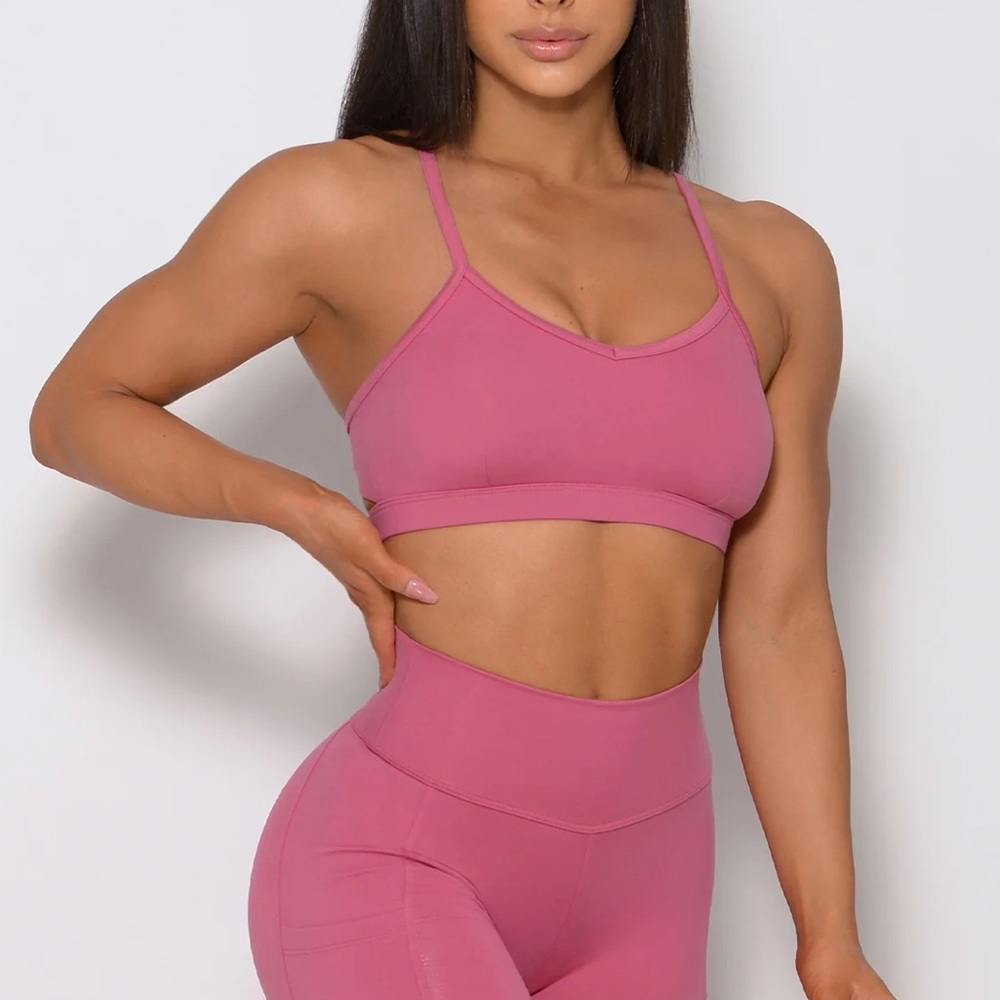 Bombshell Sportswear Pumped Sports Bra in the color Blush